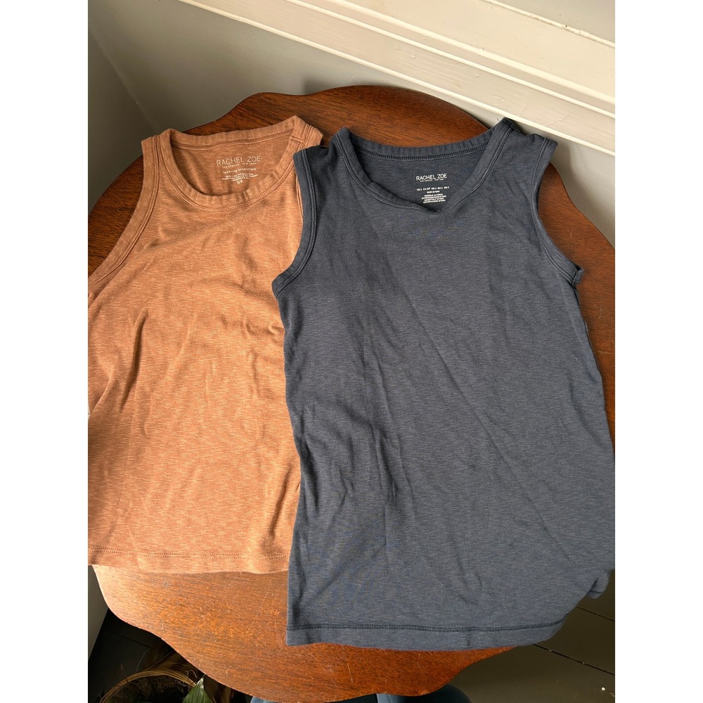 Rachel Zoe Layering Essentials Tank Tops Set of 2 Navy Tan Small